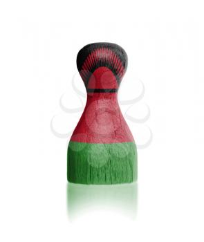 Wooden pawn with a painting of a flag, Malawi