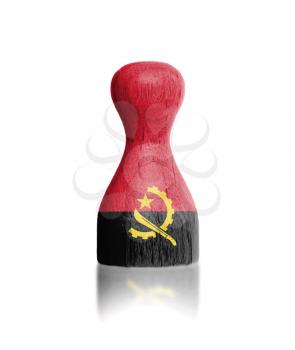 Wooden pawn with a painting of a flag, Angola