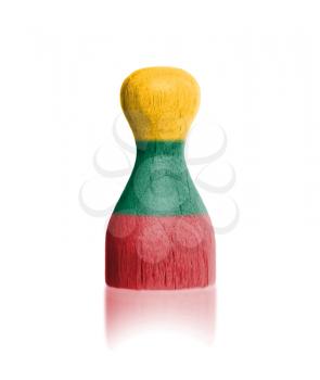Wooden pawn with a painting of a flag, Lithuania