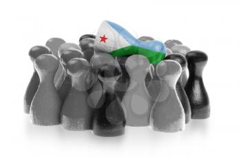 One unique pawn on top of common pawns, flag of Djibouti