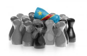 One unique pawn on top of common pawns, flag of Congo
