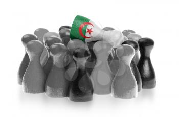 One unique pawn on top of common pawns, flag of Algeria