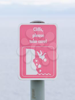 Cliffs - Keep Clear sign, Isle of Skye, Scotland