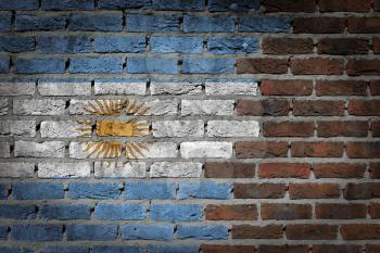 Dark brick wall texture - flag painted on wall - Argentina