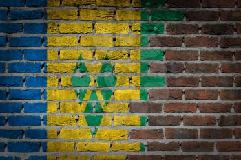 Very old dark red brick wall texture with flag - Saint Vincent and the Grenadines