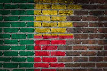 Dark brick wall texture - flag painted on wall - Benin