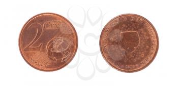 2 Euro cent coin, isolated on white