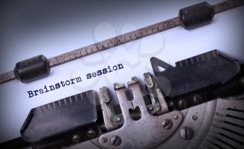 Vintage inscription made by old typewriter, Brainstorm session