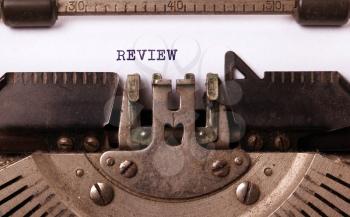 Vintage inscription made by old typewriter, review