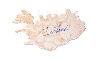 Old paper with handwriting, blue ink - Iceland