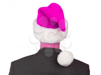 Business man with a santa hat isolated, pink