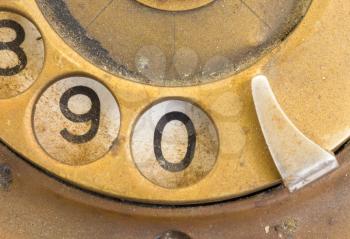 Close up of Vintage phone dial, dirty and scratched - 0