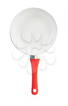Frying pan, red, isolated on a white background