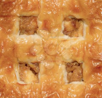 Extreme close-up of a apple pie, food background