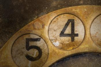 Close up of Vintage phone dial, dirty and scratched - 4