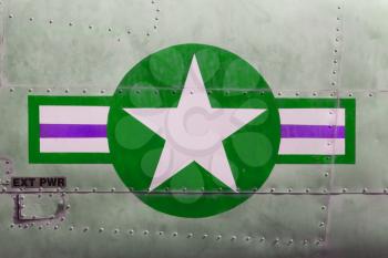 Tail of Vietnam war Airplane displayed in Saigon (Vietnam), green