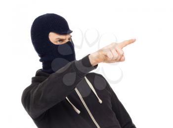 Thief in a mask, isolated on white