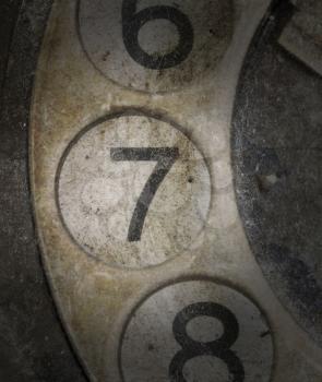 Close up of Vintage phone dial, dirty and scratched - 7