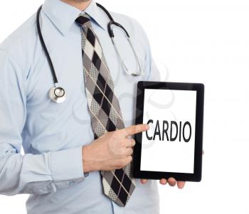 Doctor, isolated on white backgroun,  holding digital tablet - Cardio