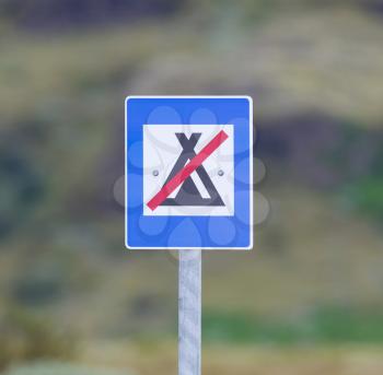 No camping sign in the west of Iceland