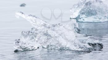 Close-up of melting ice in Jokulsarlon glacial lake in southeast Iceland