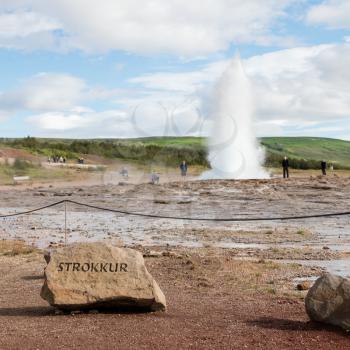 Geyser Strokkur eruption in the Geysir area, Iceland