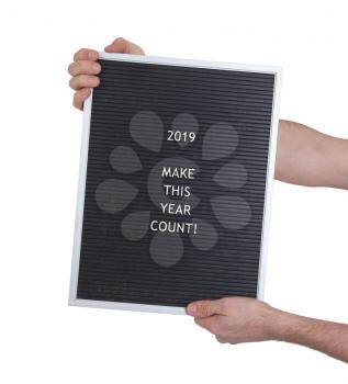 Very old black menu board - New year - 2019