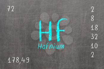 Isolated blackboard with periodic table, Hafnium, Chemistry