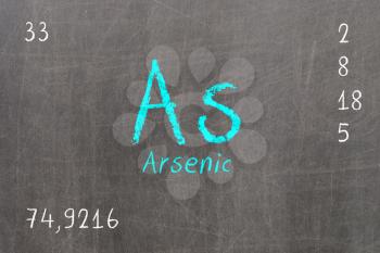 Isolated blackboard with periodic table, Arsenic, chemistry