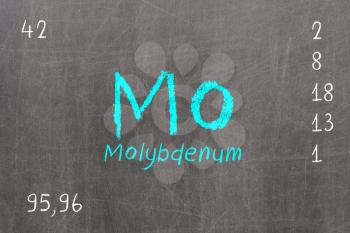 Isolated blackboard with periodic table, Molybdenum, chemistry