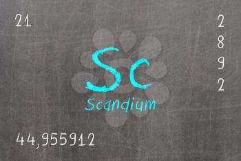 Isolated blackboard with periodic table, Scandium, chemistry