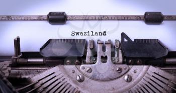 Inscription made by vintage typewriter, country, Swaziland