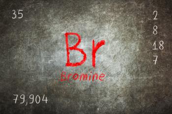 Isolated blackboard with periodic table, Bromine, chemistry