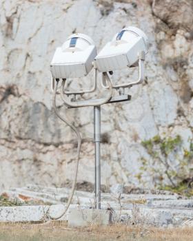 Large white spotlights used for the Acropolis in Greece
