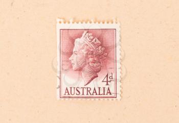 AUSTRALIA - CIRCA 1950: A stamp printed in Australia shows the queen, circa 1950