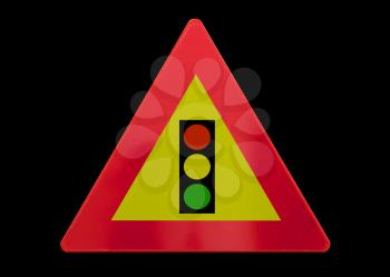 Traffic sign isolated - Light traffic regulation - On black