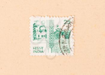 INDIA - CIRCA 1970: A stamp printed in India shows agriculture in india, circa 1970