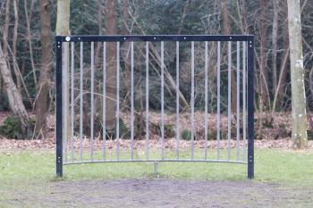 Simple football goal for children, field in Holland