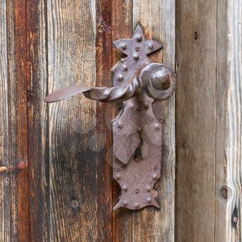 Old rusted doorhandle in an Austrian house