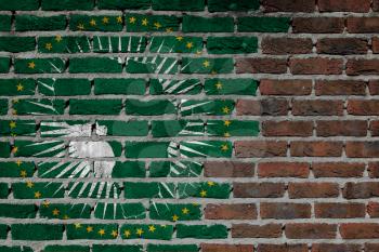 Very old dark red brick wall texture - Flag of African Union