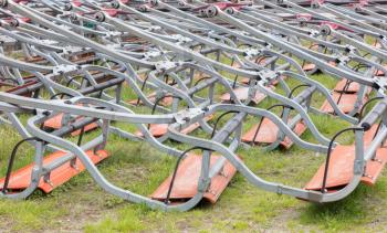 Ski lift chairs waiting to be used in the Alps - Austria