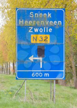 Large traffic sign on a abandoned road in the Netherlands