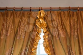 Beautiful vintage brown curtain - Selective focus