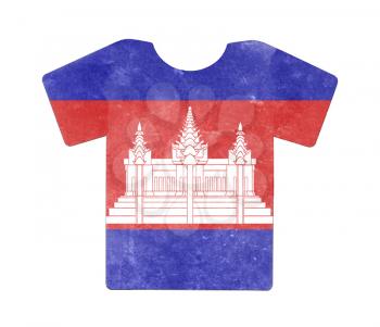 Simple t-shirt, flithy and vintage look, isolated on white - Cambodia