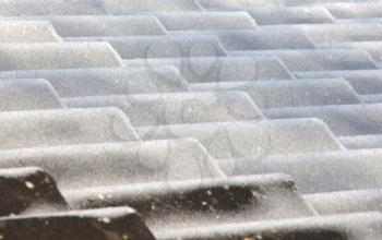 Rooftiles covered in ice crystals - Selective focus