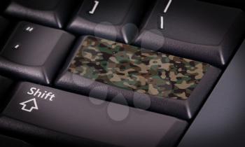 Symbol on button keyboard, army camouflage pattern
