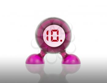 Small pink plastic object with a digital display, displaying 10
