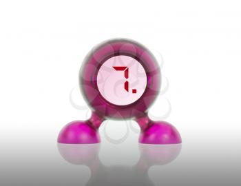 Small pink plastic object with a digital display, displaying 7