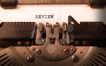 Vintage inscription made by old typewriter, review