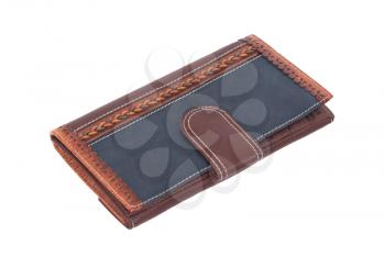 Old blue wallet isolated on a white background